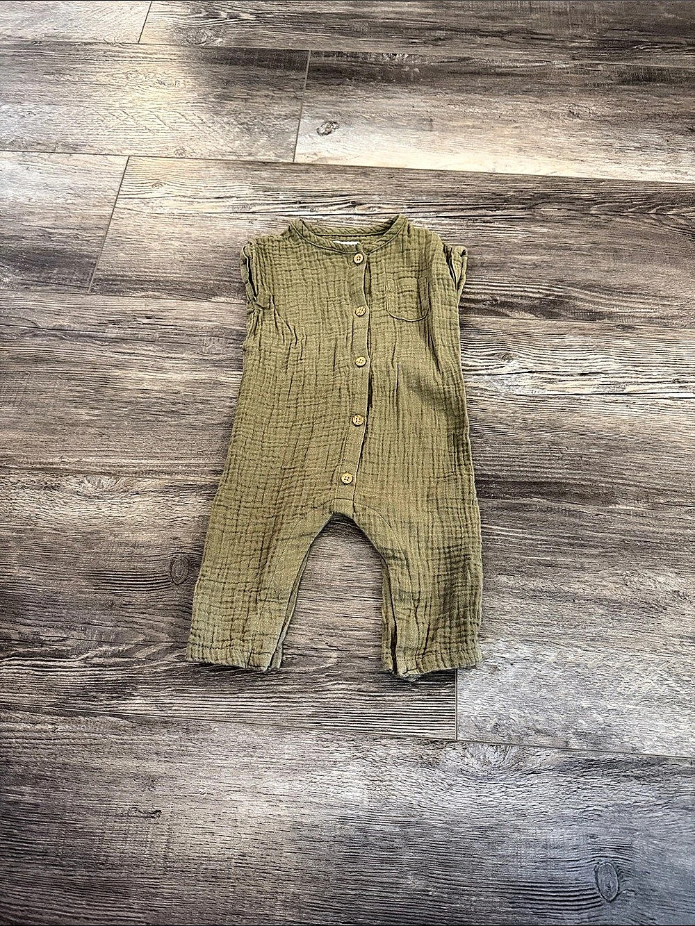 little planet by carter's Organic Cotton Gauze Romper Green Baby 6-9M